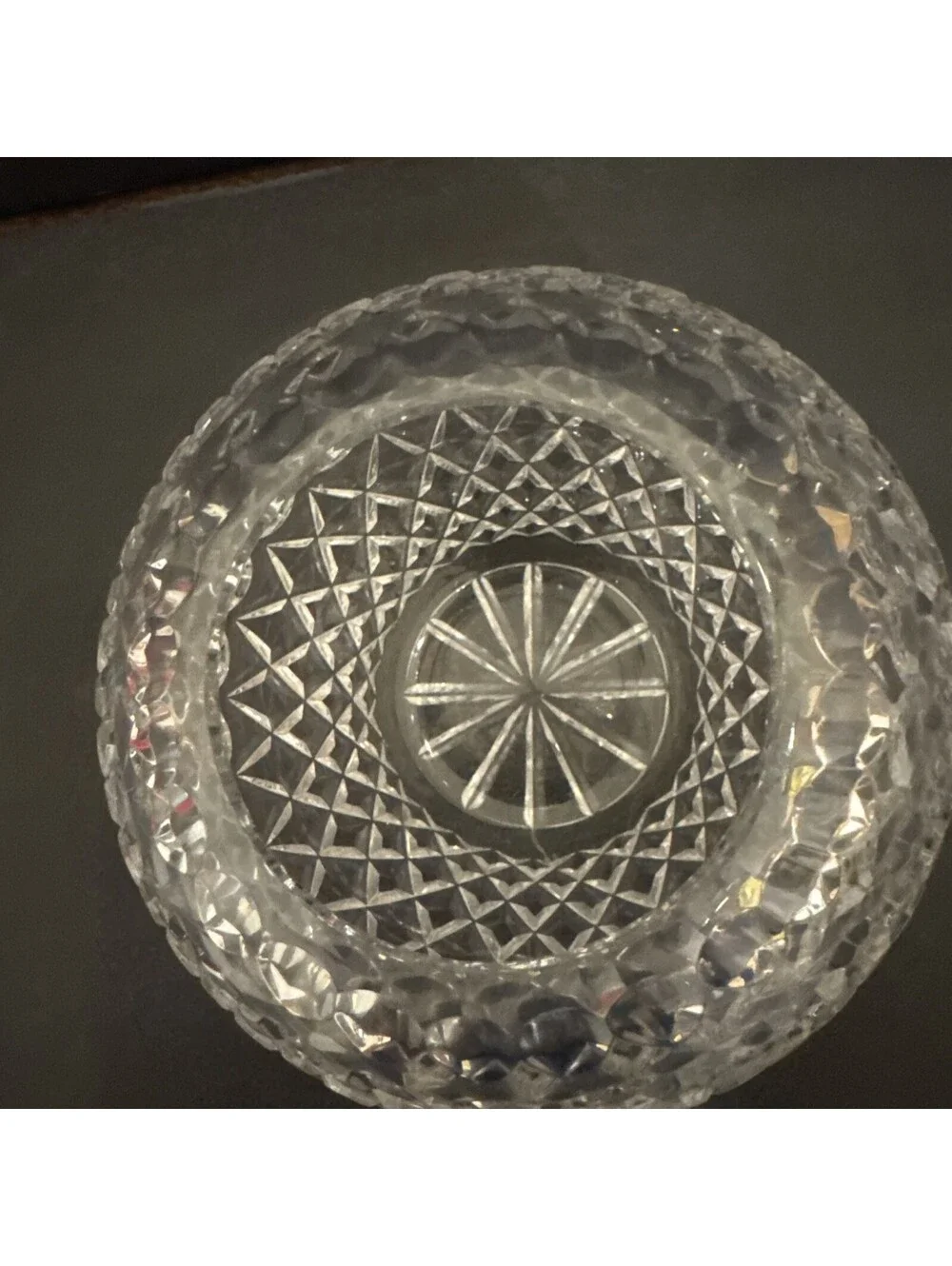 Gorgeous Detailed Clear Cut Crystal Rose Bowl Vase 6